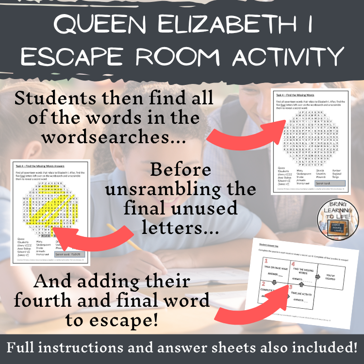 Queen Elizabeth I Escape Room Activity