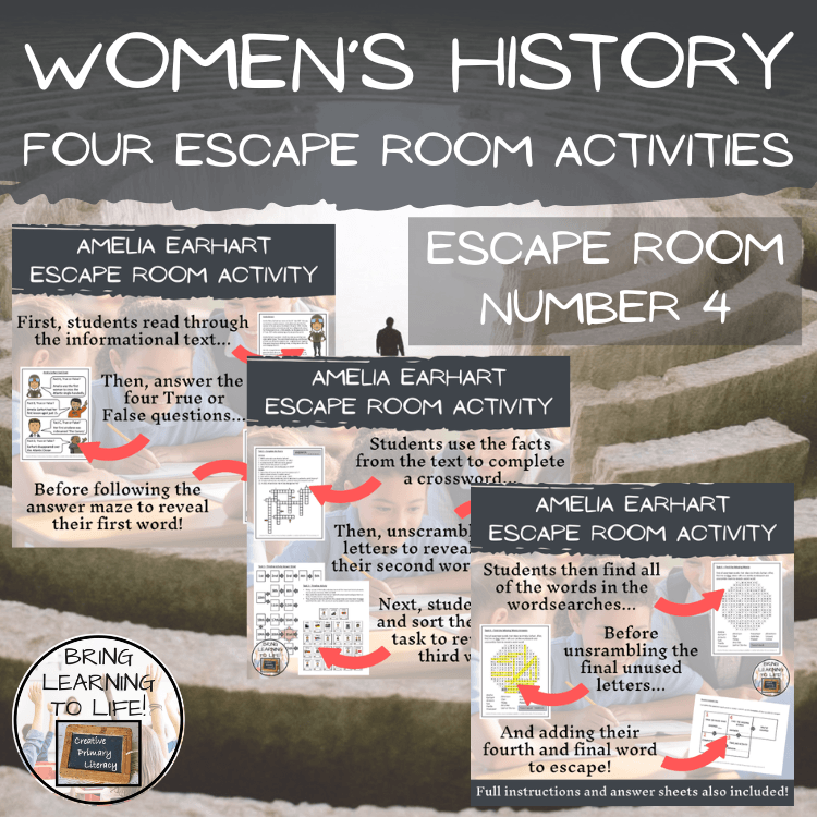 Womens History Escape Room Activity Bundle | 5th & 6th Grade