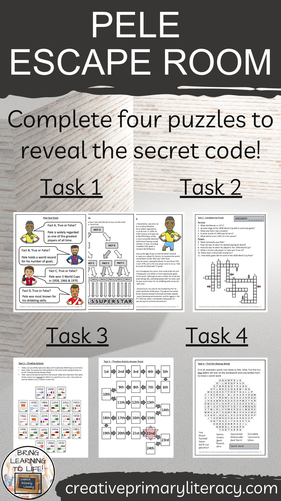 Pelé Escape Room | Social Studies & World Cup Activity