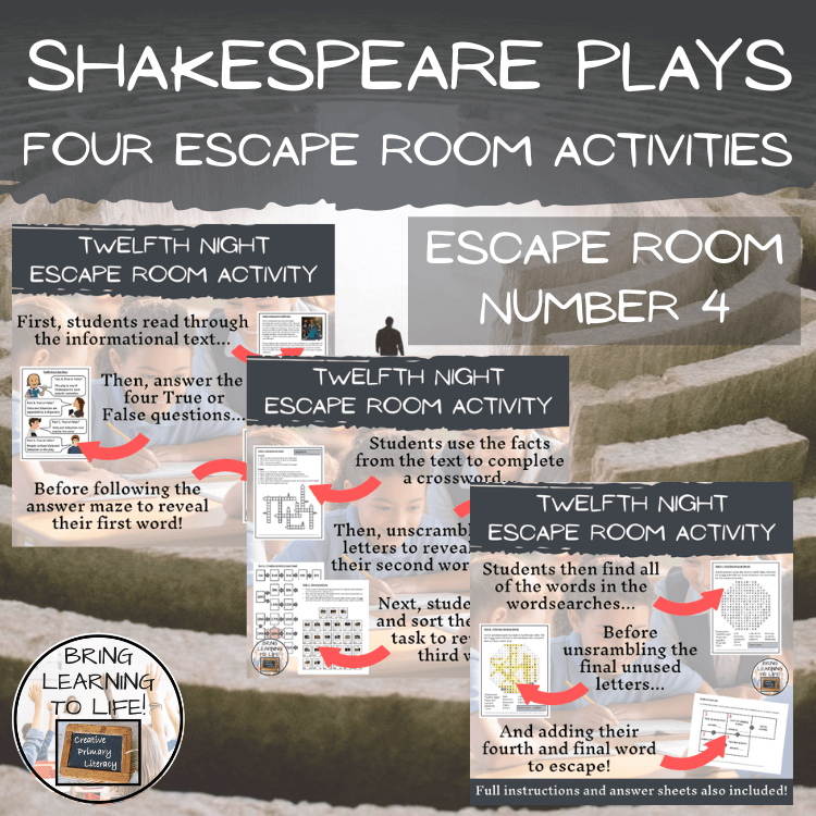 Shakespeare Plays Volume II Escape Room Activity Bundle | 5th & 6th Grade