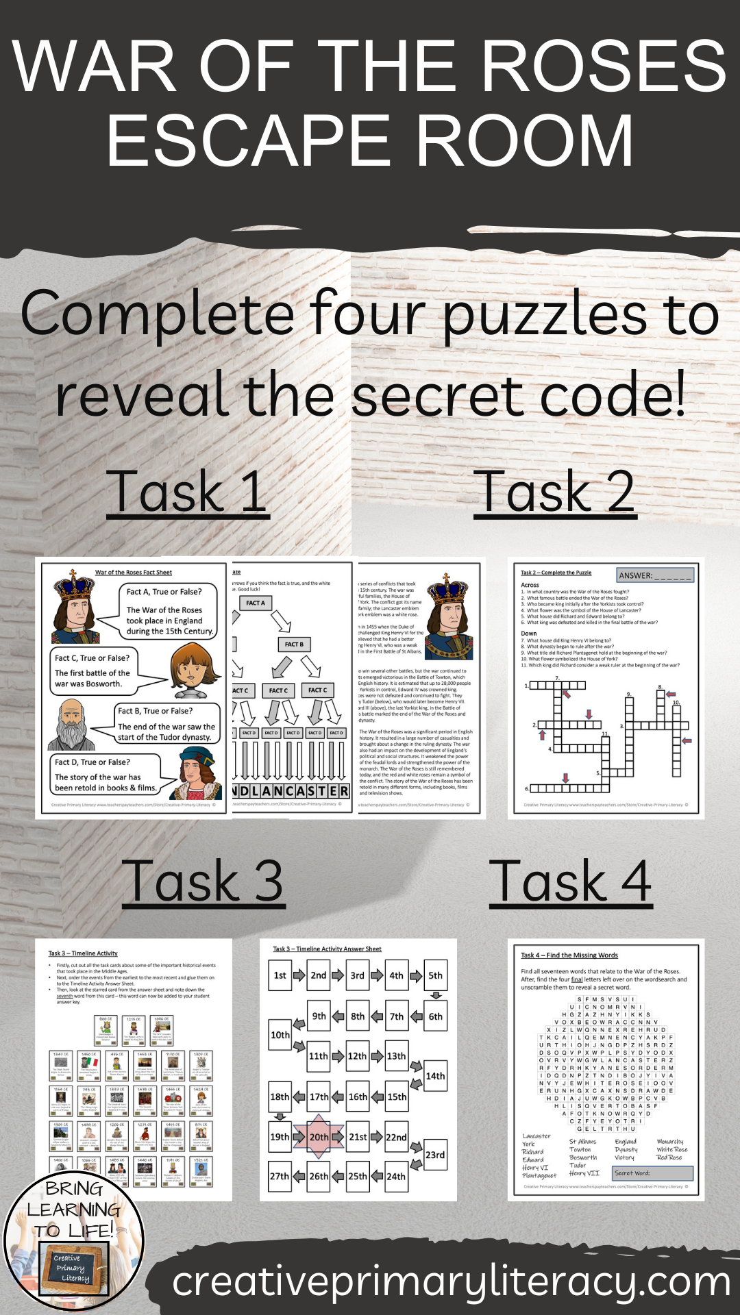 War of the Roses Escape Room | Social Studies & Middle Ages History Activity
