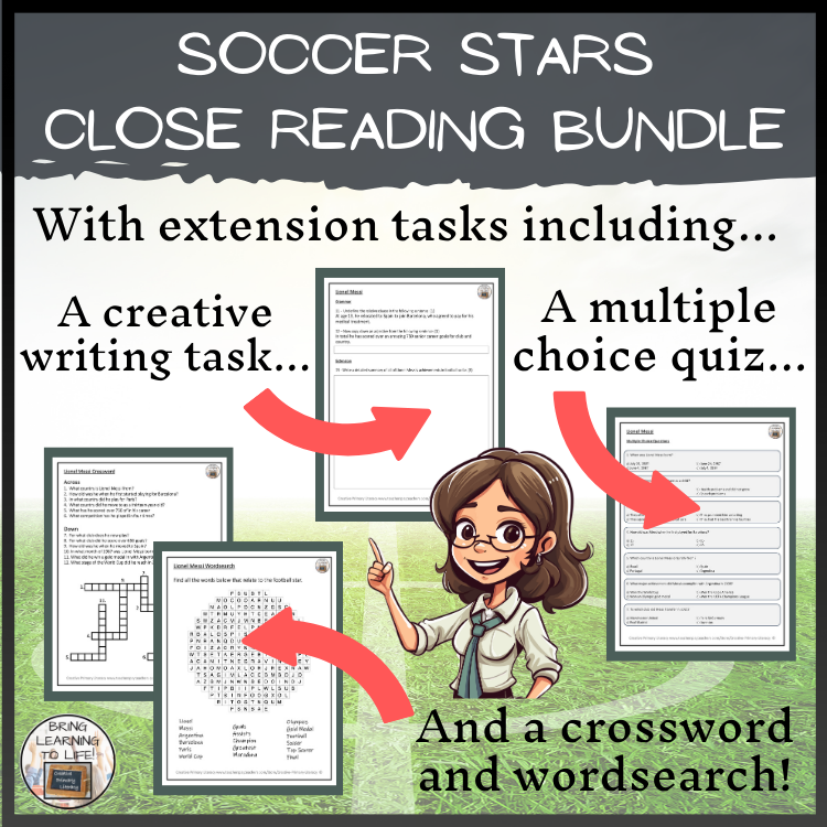 Greatest Soccer Players Close Reading & Presentation Bundle | 5th & 6th Grade