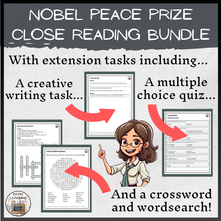 Nobel Peace Prize & Winners Close Reading Comprehension Bundle | 5th & 6th Grade