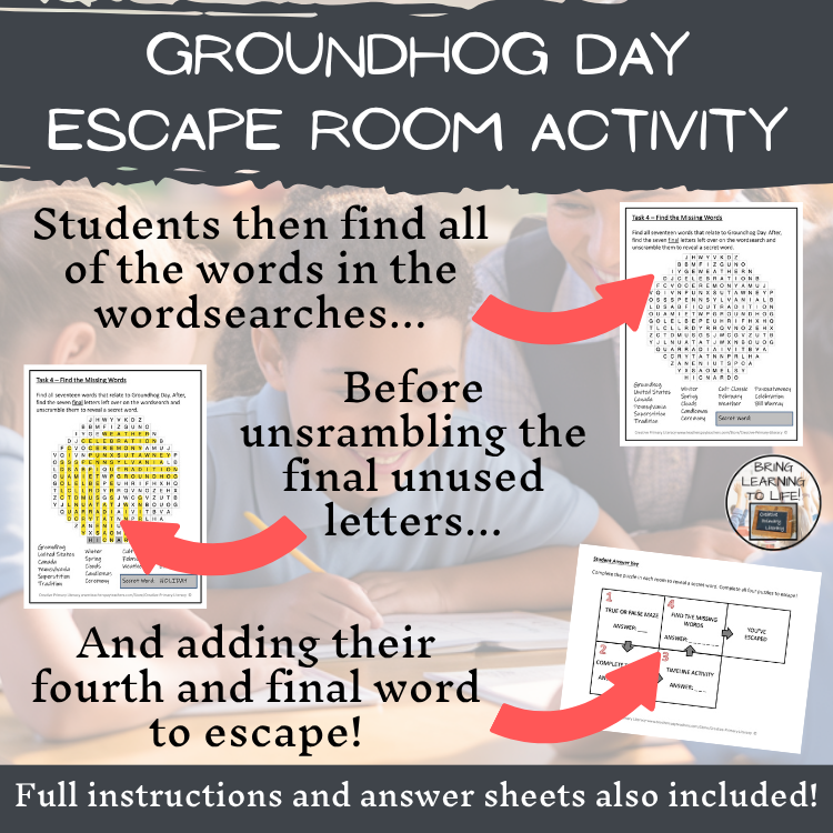 Groundhog Day Escape Room | Social Studies & Holiday Activity
