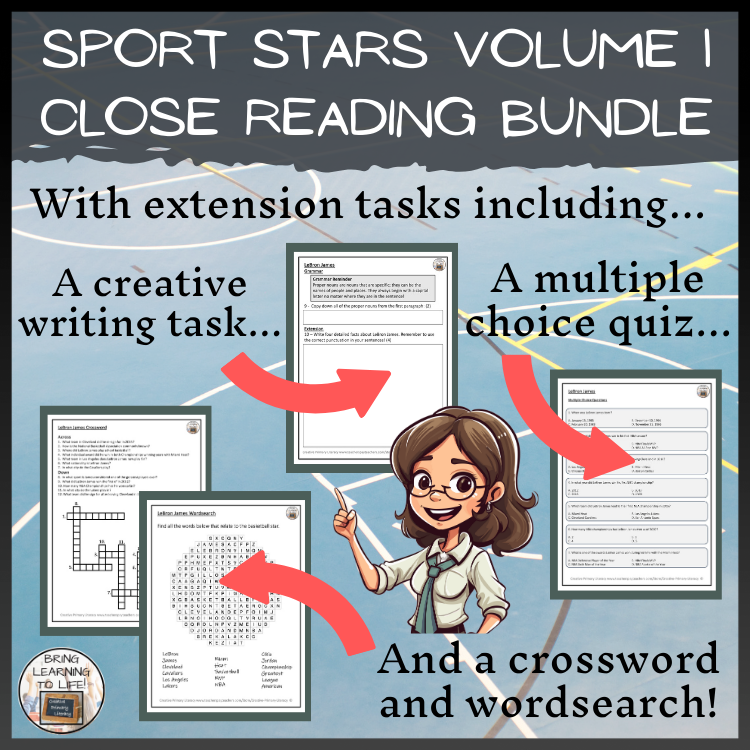 Sport Stars Volume 1 Close Reading Comprehension Bundle | 3rd Grade & 4th Grade