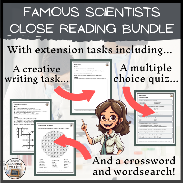 Famous Scientists 1 & 2 Close Reading Comprehension Bundles | 3rd & 4th Grade