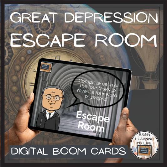 The Great Depression BOOM Cards Escape Room | Digital ELA Reading Activity