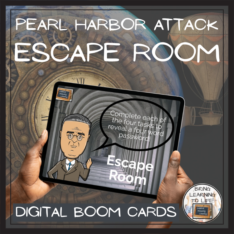 Attack on Pearl Harbor BOOM Cards Escape Room | Digital ELA Reading Activity