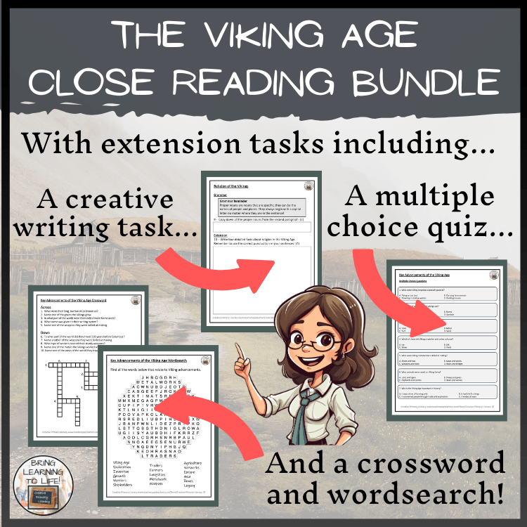 The Viking Age Close Reading Comprehension Bundle | 3rd Grade & 4th Grade