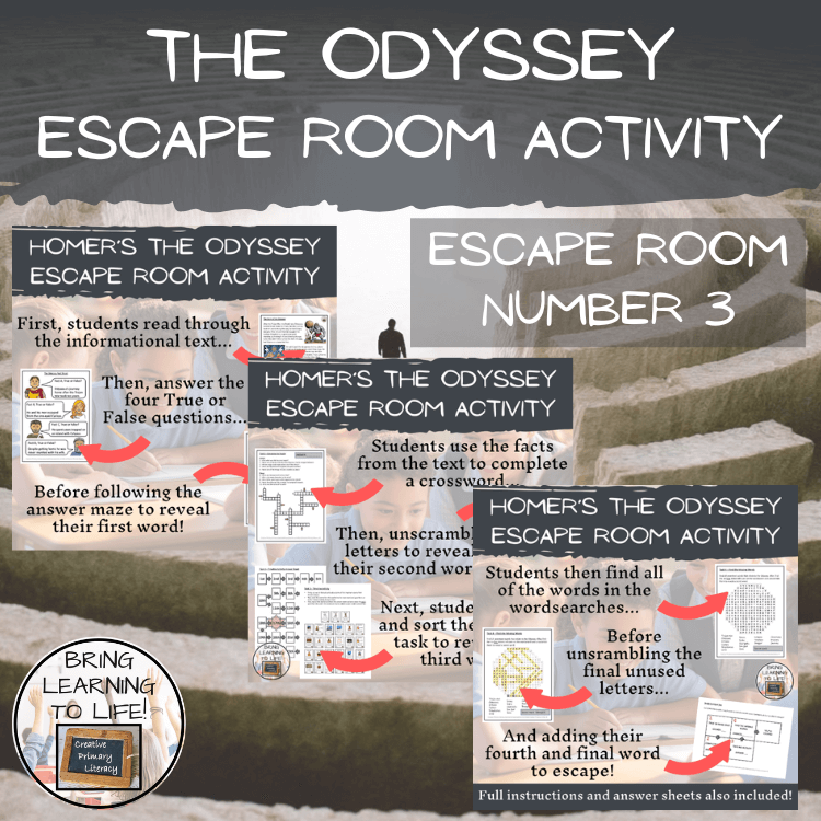Homer, The Iliad and The Odyssey Escape Room Activity Bundle | 5th & 6th Grade