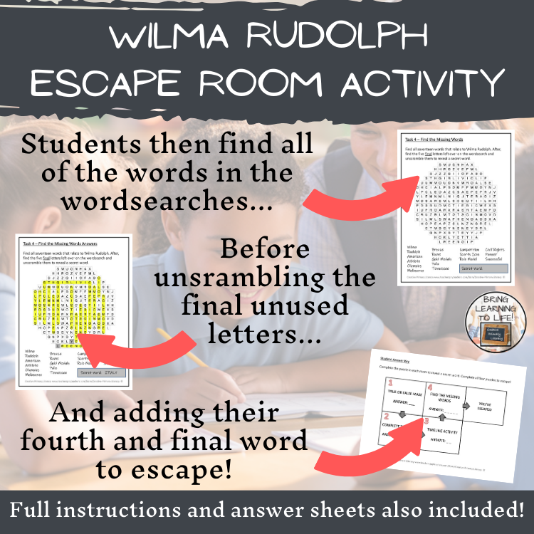 Wilma Rudolph Escape Room | Social Studies & Sports Activity