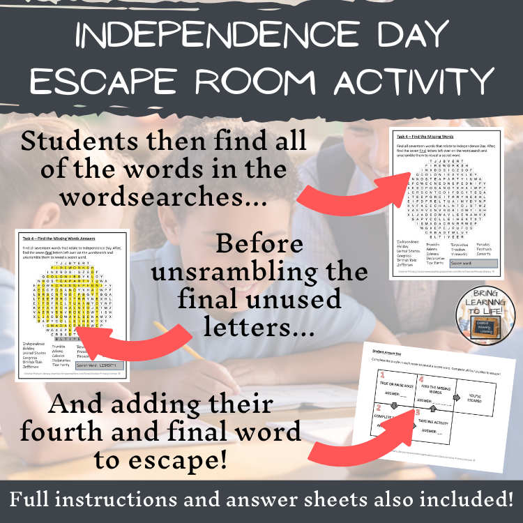 Independence Day Escape Room | Social Studies & Holiday Activity