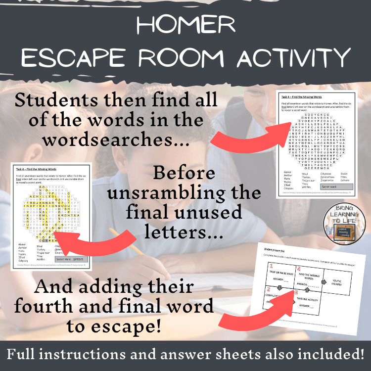Homer of Ancient Greece Escape Room | Social Studies & Ancient History Activity