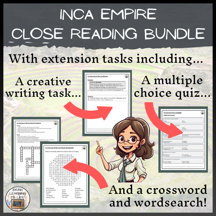 Inca Empire Close Reading Comprehension Bundle | 3rd Grade & 4th Grade