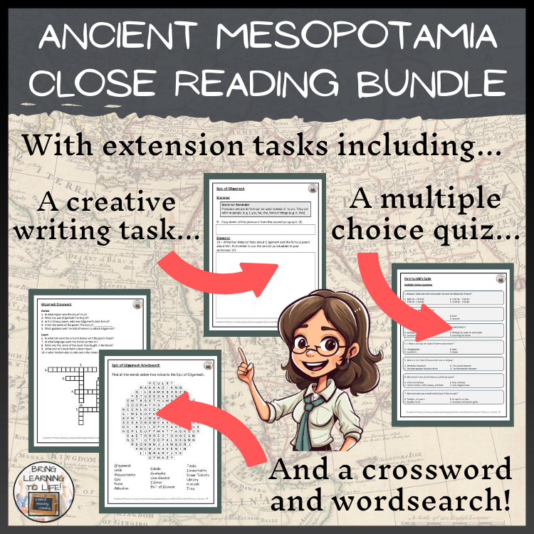 Ancient Mesopotamia Close Reading Comprehension Bundle | 3rd Grade & 4th Grade