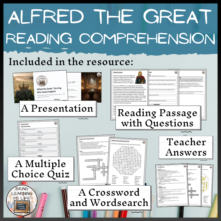 Alfred the Great Close Reading & Biography Writing Bundle | 3rd-4th Grade