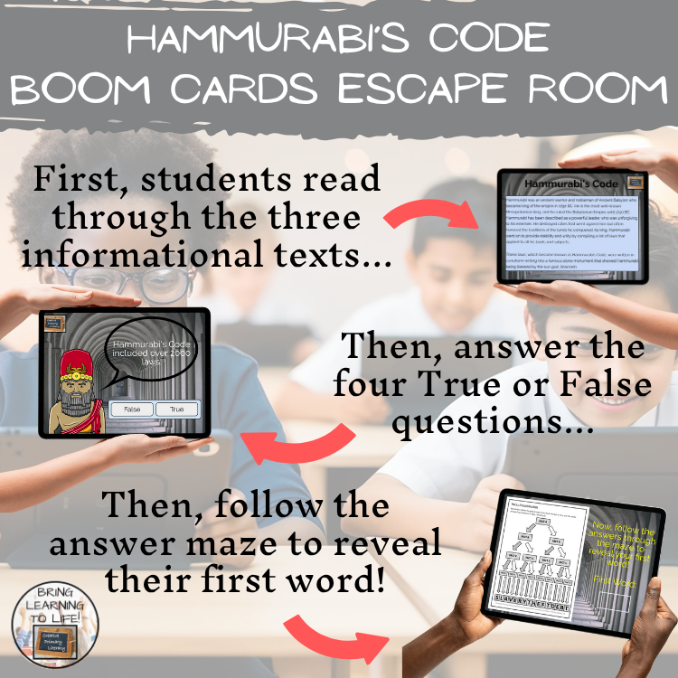 Code of Hammurabi BOOM Cards Escape Room | Digital ELA Reading Activity