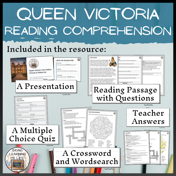 Queen Victoria Close Reading & Biography Writing Bundle | 3rd-4th Grade