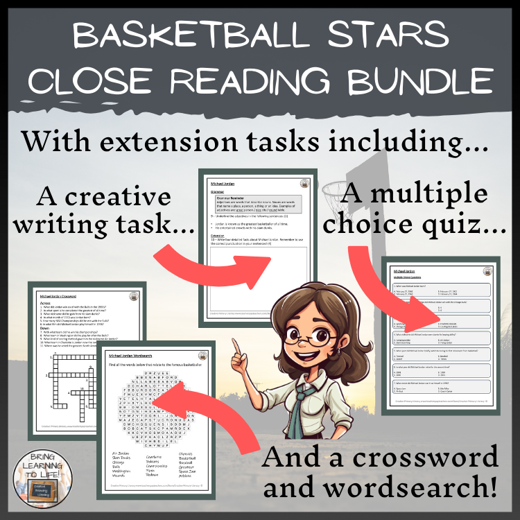 Greatest Basketball Players Close Reading & Presentation Bundle | 3rd-4th Grade
