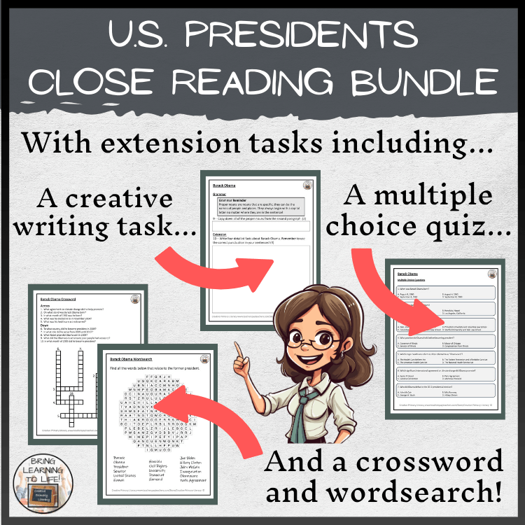 U.S. Presidents Volume 2 Close Reading Comprehension Bundle | 3rd & 4th Grade