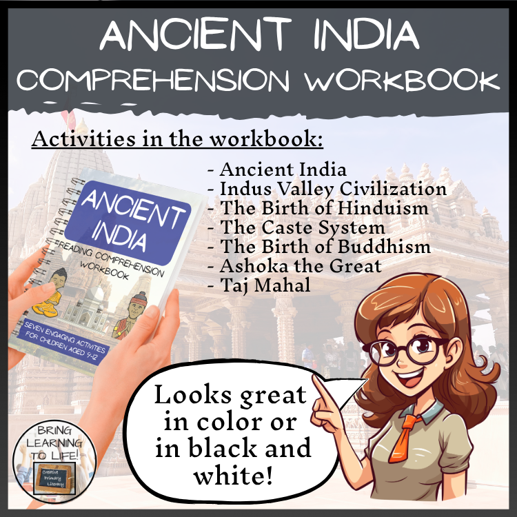Ancient India Reading Comprehension Workbook | 5th-6th Grade