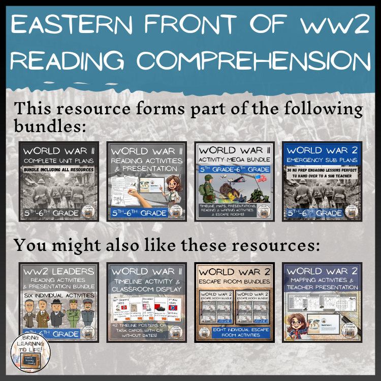 Eastern Front of World War II Close Reading Comprehension | 5th & 6th Grade