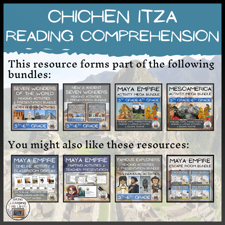 Chichen Itza Close Reading Comprehension Activities | 5th Grade & 6th Grade
