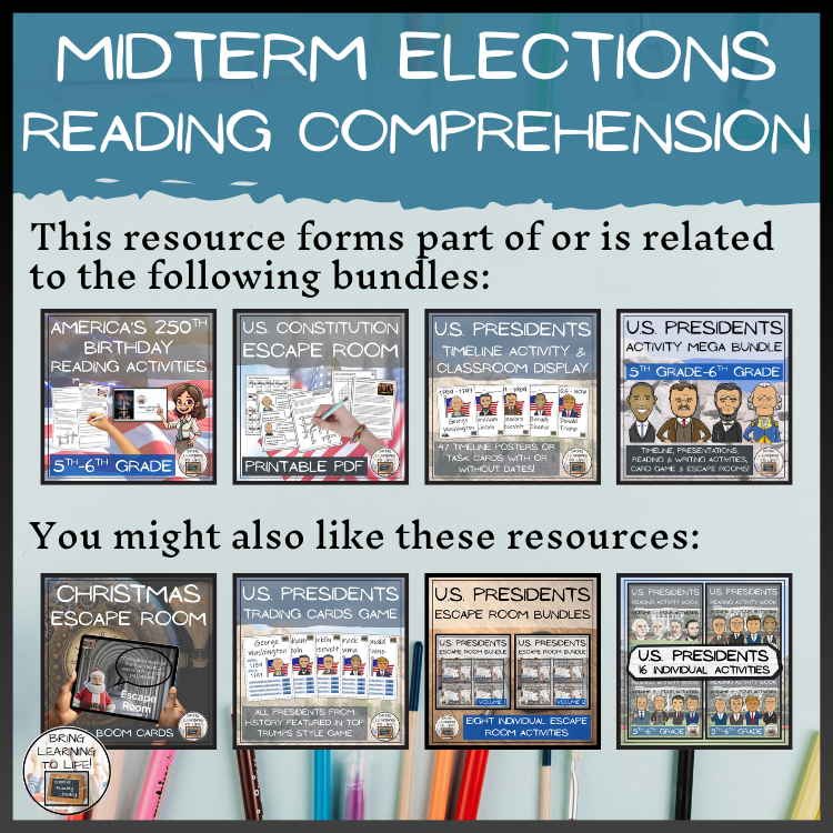 Midterm Elections Reading Comprehension Activities | 5th & 6th Grade