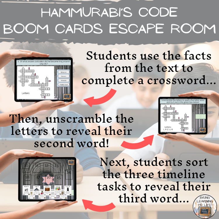 Code of Hammurabi BOOM Cards Escape Room | Digital ELA Reading Activity