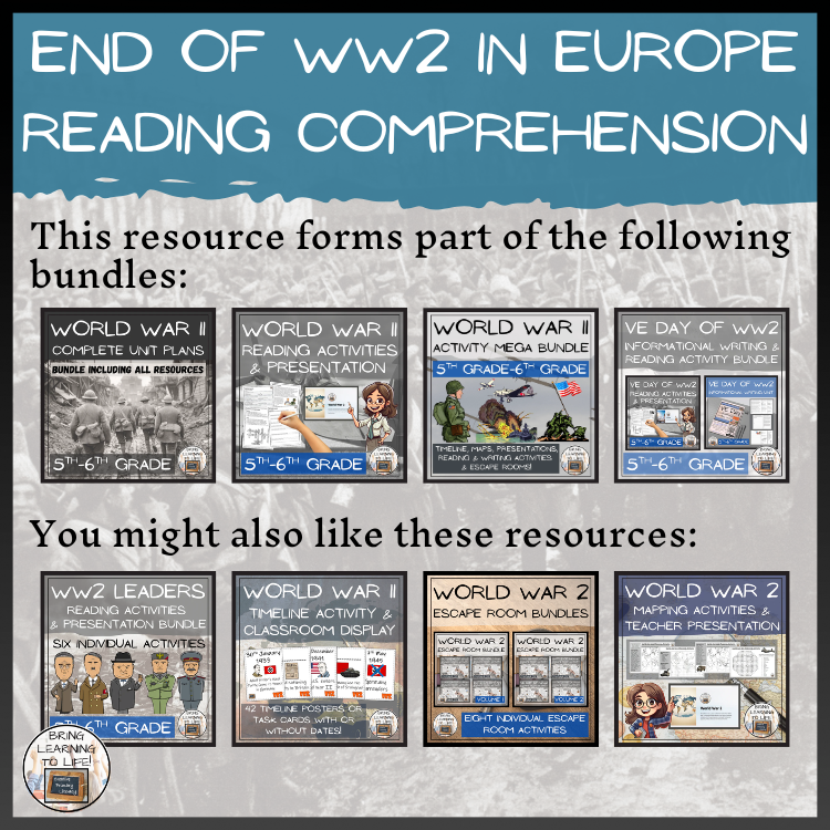 VE Day Close Reading Comprehension Activity | 5th Grade & 6th Grade