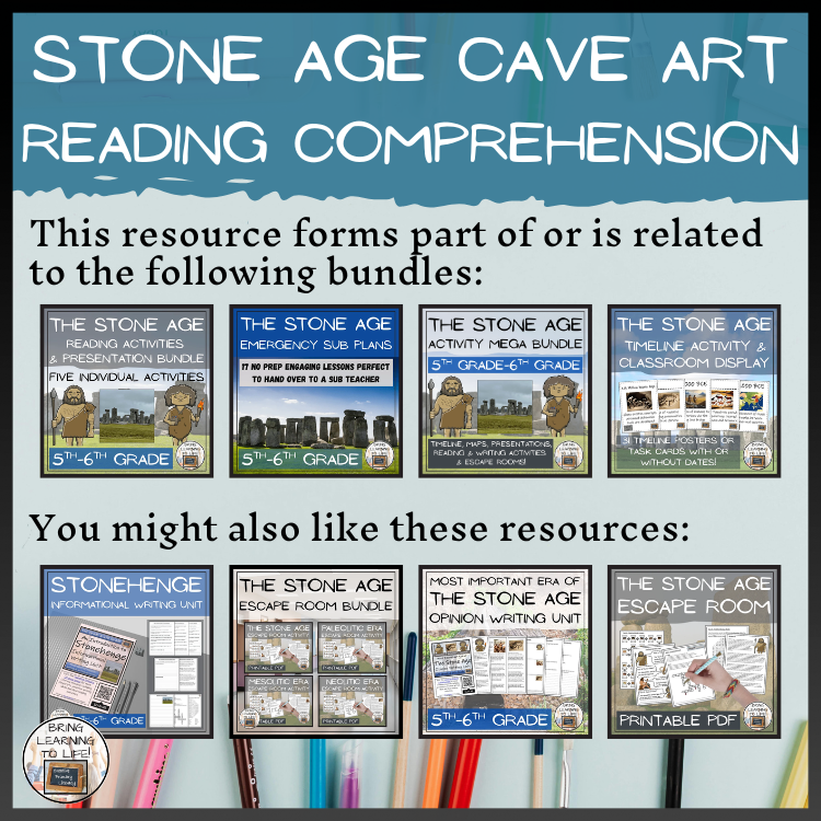 Stone Age Cave Art Close Reading Comprehension Activities | 5th-6th Grade