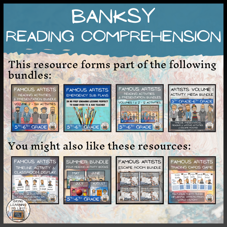 Banksy Close Reading Comprehension Activity | 5th Grade & 6th Grade