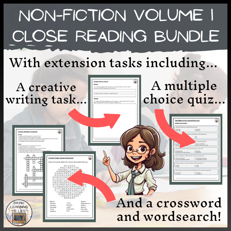 Non-Fiction Close Reading Comprehension Bundle | 5th & 6th Grade