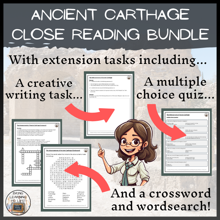 Carthaginian Empire Close Reading Comprehension Bundle | 5th Grade & 6th Grade