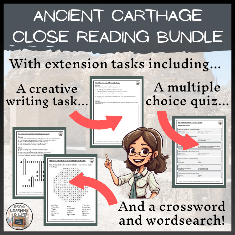 Carthaginian Empire Close Reading Comprehension Bundle | 5th Grade & 6th Grade