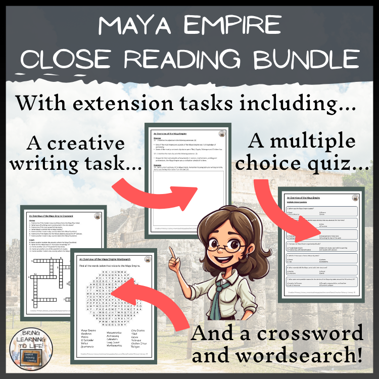 Maya Empire Close Reading Comprehension Bundle | 5th Grade & 6th Grade