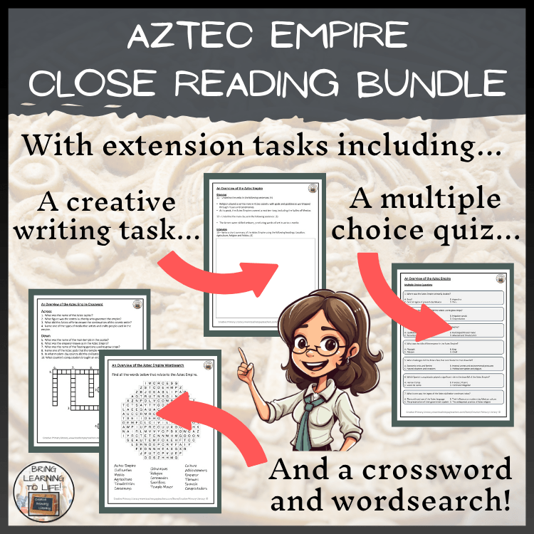 Aztec Empire Close Reading Comprehension Bundle | 5th Grade & 6th Grade