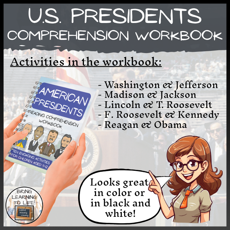 American Presidents Reading Comprehension Workbook | 5th-6th Grade