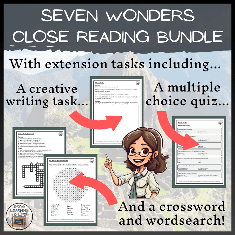 Seven Wonders of the World Close Reading Comprehension Bundle | 5th & 6th Grade