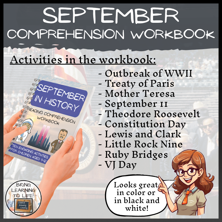 September in History Reading Comprehension Workbook | 5th-6th Grade