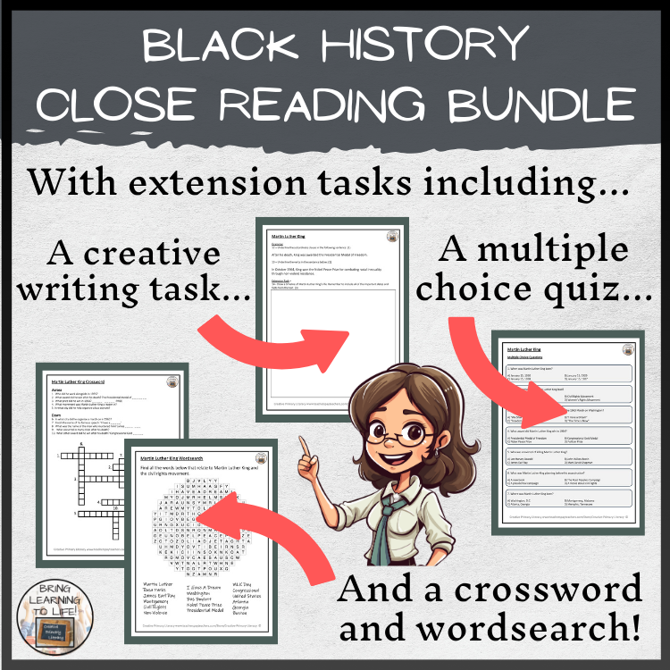 Black History Close Reading Comprehension Activity Bundle | 5th-6th Grade