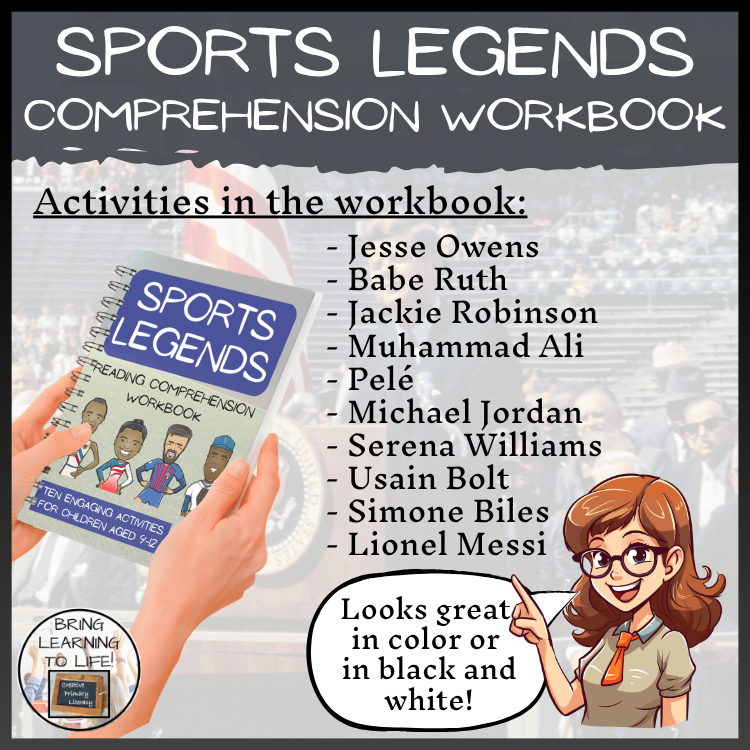 Sports Legends Reading Comprehension Workbook | 5th-6th Grade