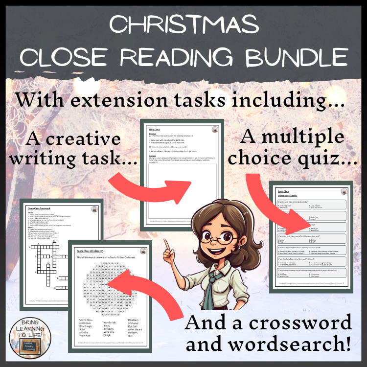 A Christmas Close Reading Comprehension Bundle | 5th Grade & 6th Grade