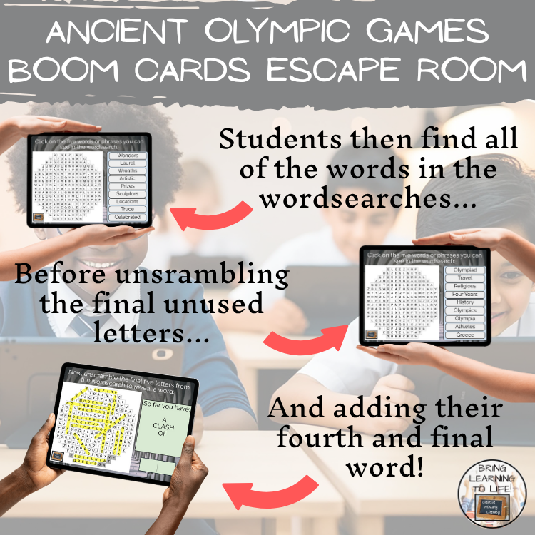 Ancient Olympics BOOM Cards Escape Room | Digital ELA Reading Activity