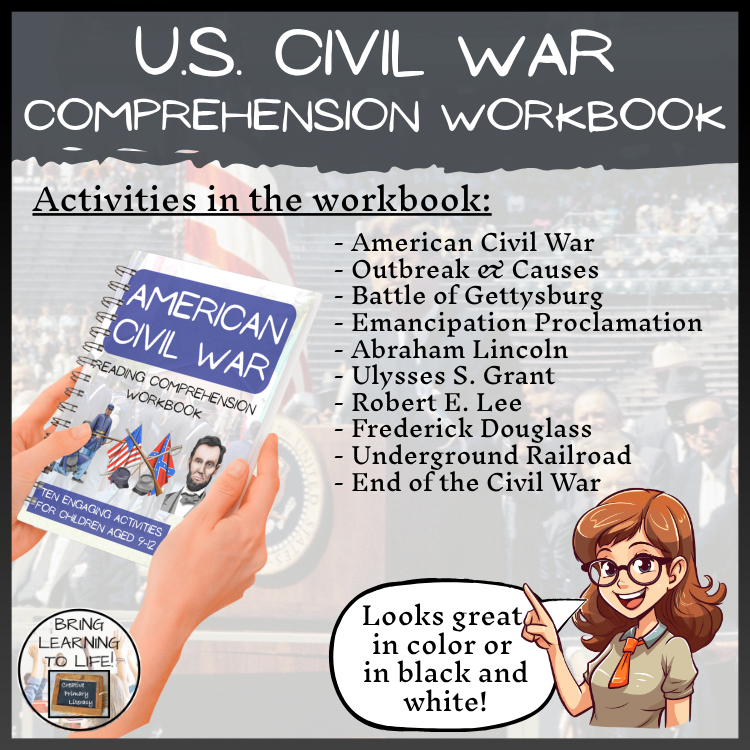 American Civil War Reading Comprehension Workbook | 5th-6th Grade