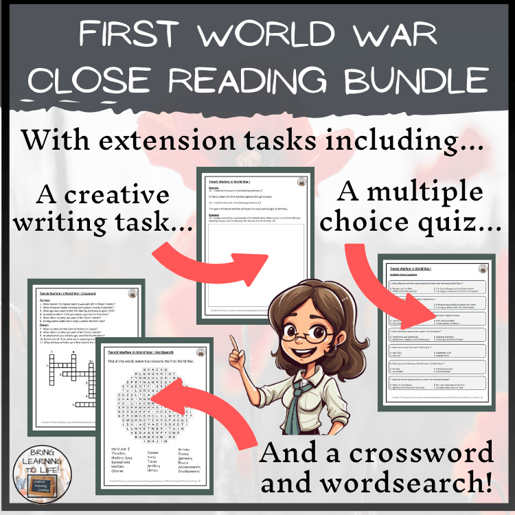First World War Close Reading Comprehension Bundle | 5th Grade & 6th Grade