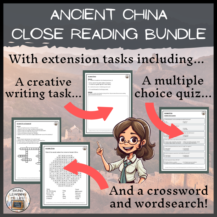 Ancient China Close Reading Comprehension Bundle | 5th Grade & 6th Grade