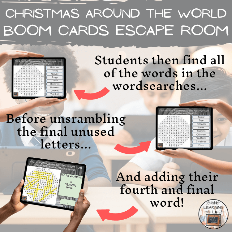 Christmas Around the World BOOM Cards Escape Room | Digital ELA Reading Activity