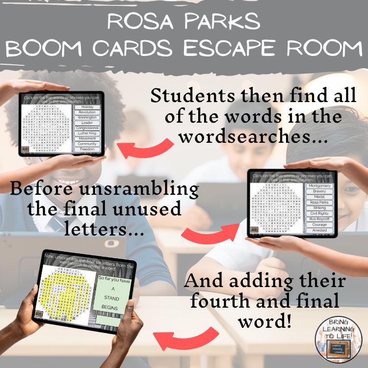 Rosa Parks BOOM Cards Escape Room | Digital ELA Reading Activity