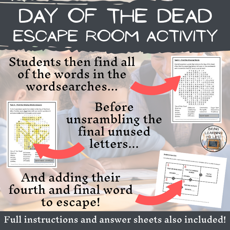 Day of the Dead Escape Room Activity | Reading Comprehension Game 5th–6th Grade